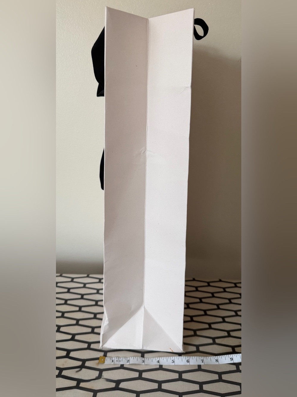 Saint Laurent White Shopping Bag with Black Ribbon Handles, tall - Picture 3 of 6